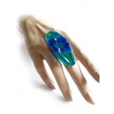 Long Green Ring with Blue